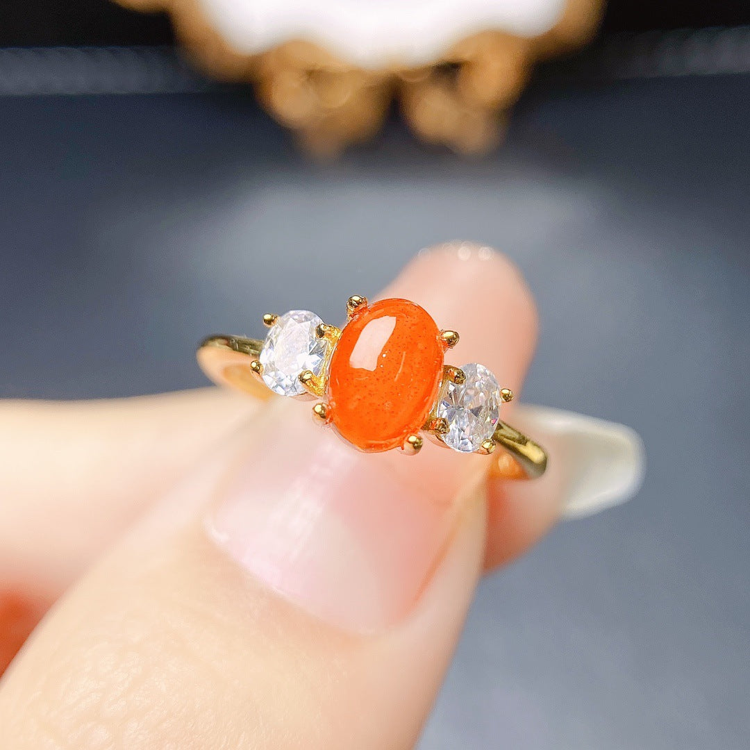 [DF]Natural Fire Opal Ring - S925 Silver Setting