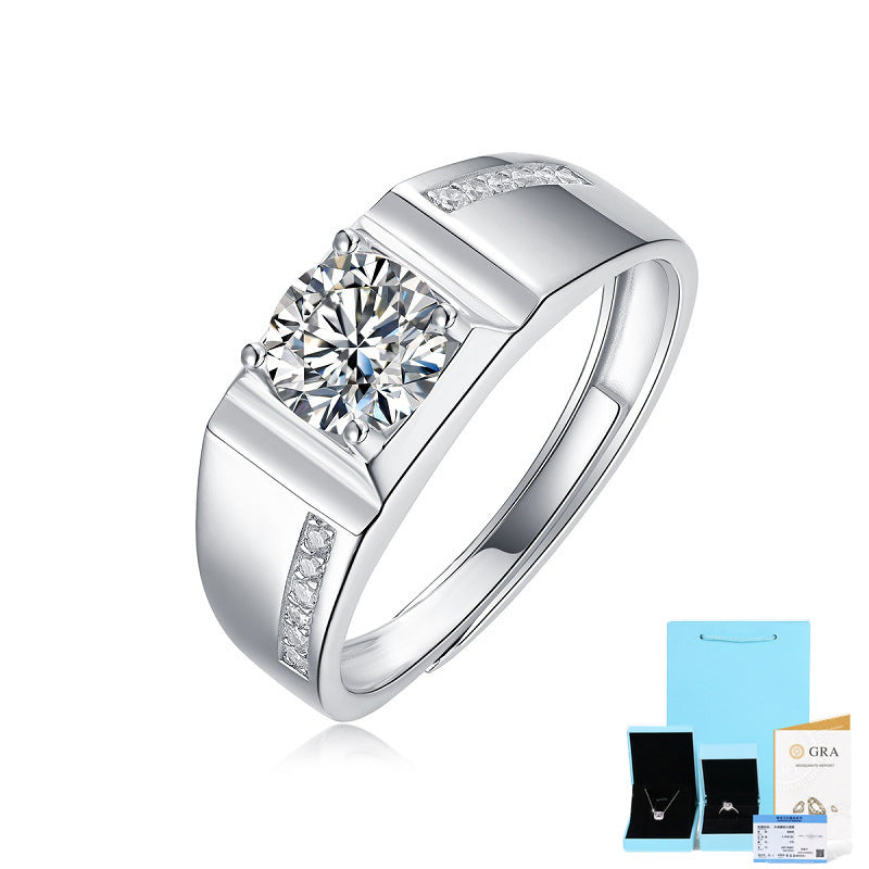 S925 Silver Ring Moissanite Men's Ring Couple New Ring