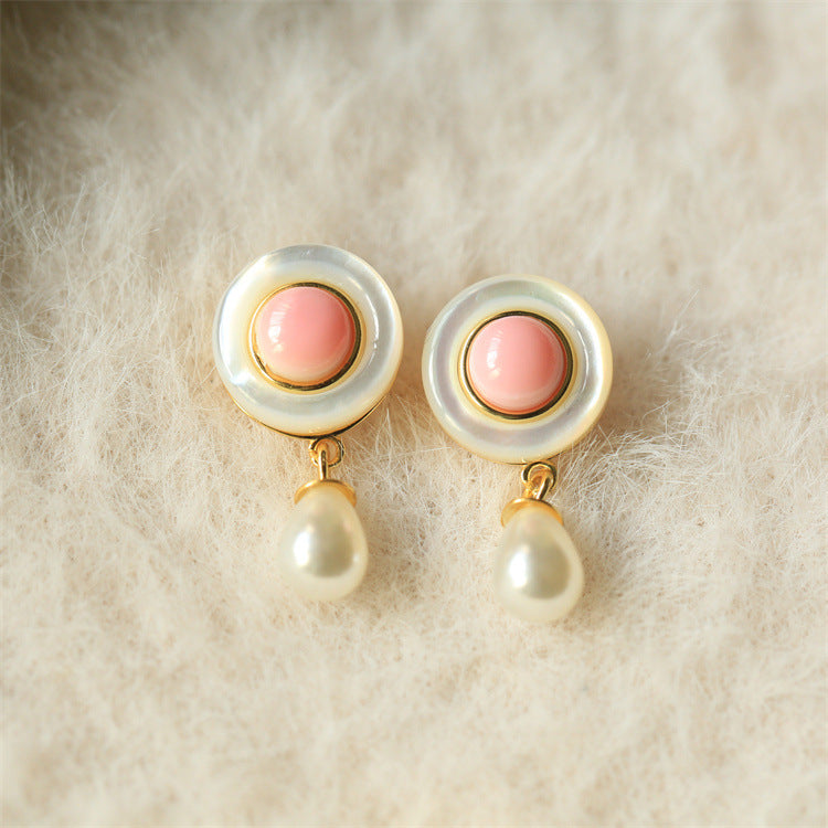 S925 Silver Inlaid Queen Beirou Luo Pearl Beimu Earrings Queen Beibei Earrings Queen Beibei Earrings