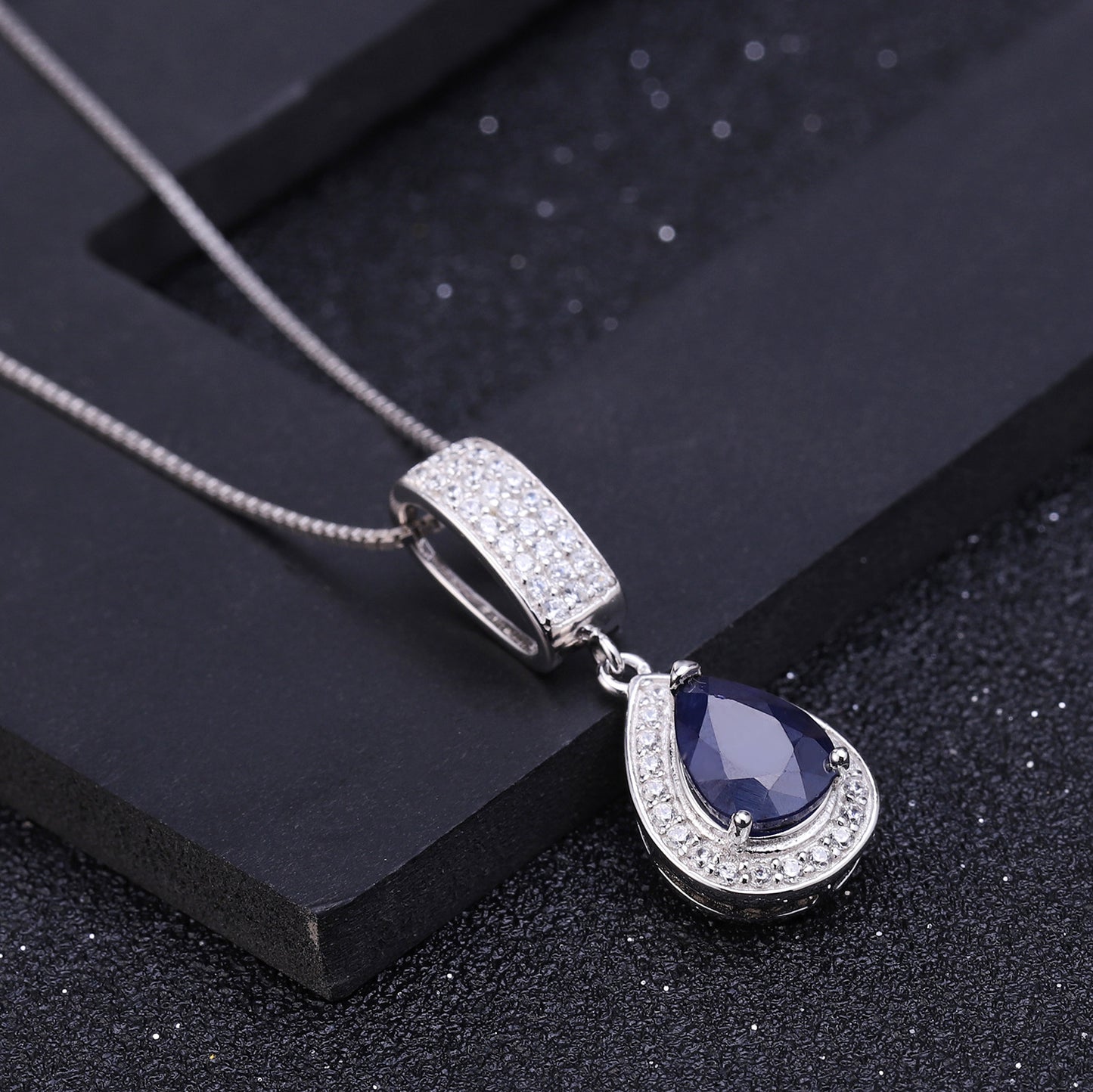 Fashionable and creative silver necklace S925 sterling silver inlaid with natural colored gemstones necklace pendant