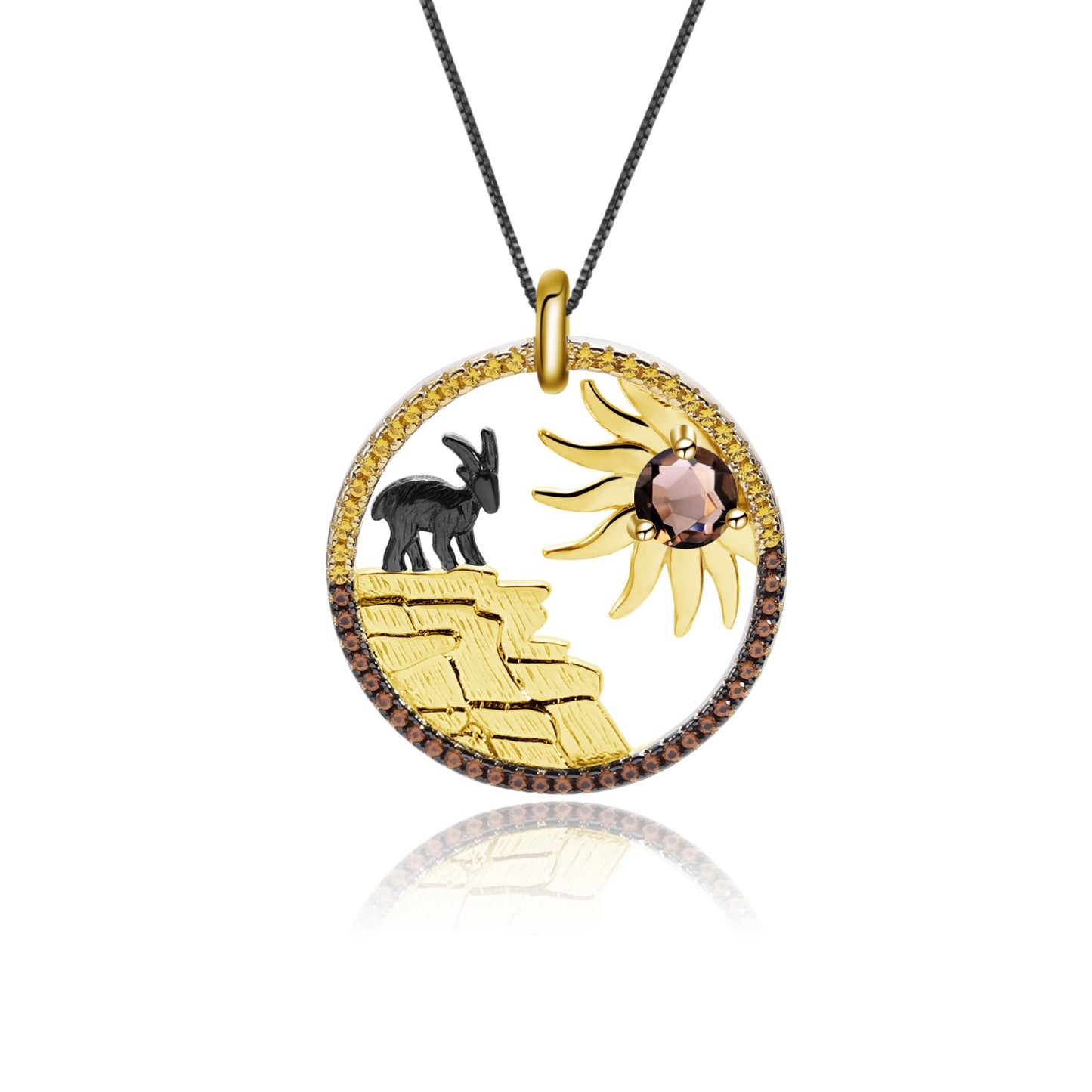 Designer's high-end gemstone pendant with animal natural style elements design 925 silver natural yellow crystal necklace pendant