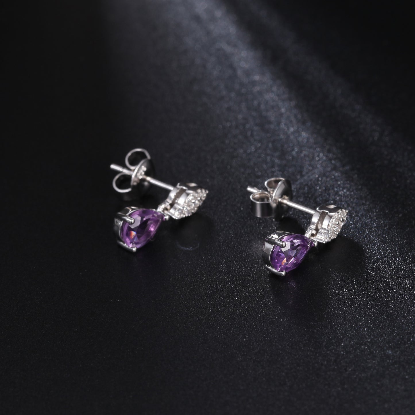 New Light Luxury Natural Amethyst Gemstone Earrings s925 Silver Inlaid Natural Color Treasure Earrings