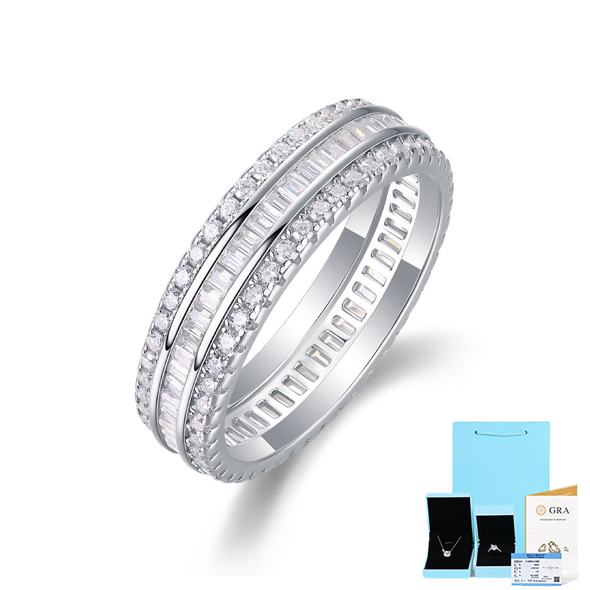 S925 Silver Parallel Universe Ring Mosang Stone Luxury Set Closed Ring