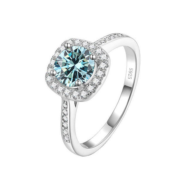 Bague en argent Sterling S925 pour femmes, classique, luxe, sac carré, bague creuse en Moissanite, 12 carats