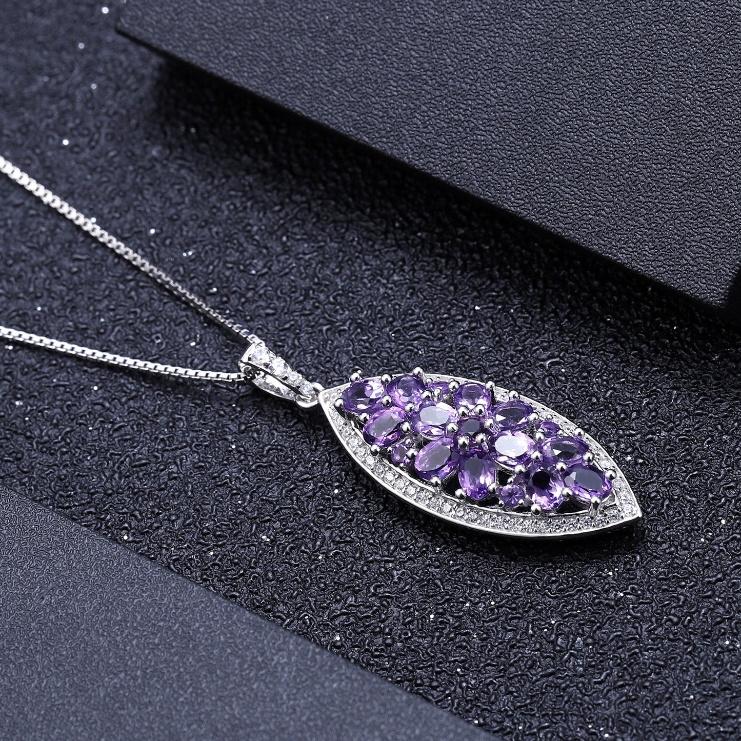 Natural Amethyst Pendant S925 Pure Silver Colorful Treasure Necklace Pendant