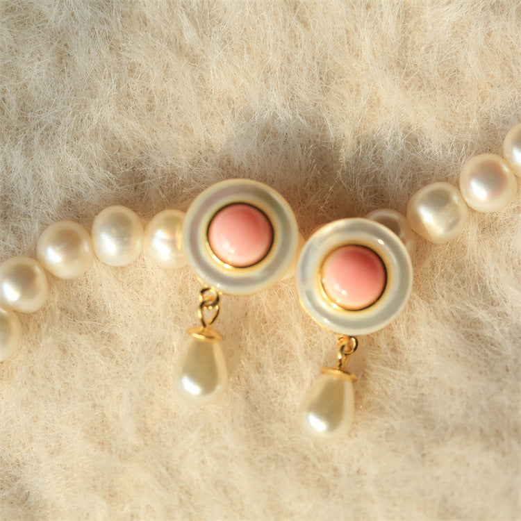 S925 Silver Inlaid Queen Beirou Luo Pearl Beimu Earrings Queen Beibei Earrings Queen Beibei Earrings