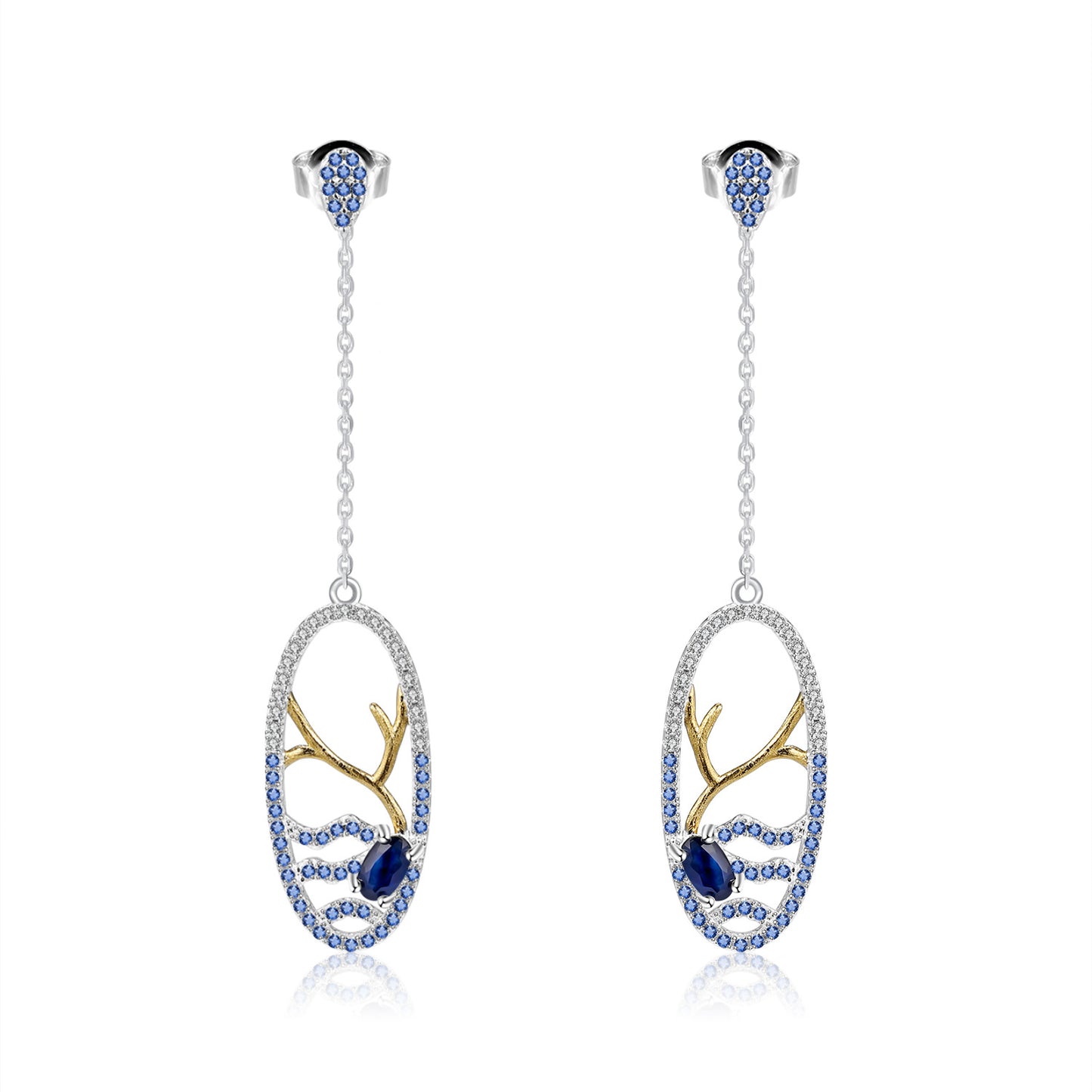 Boucles d'oreilles longues en pierres précieuses haut de gamme de créateur Boucles d'oreilles en argent 925 avec topaze naturelle