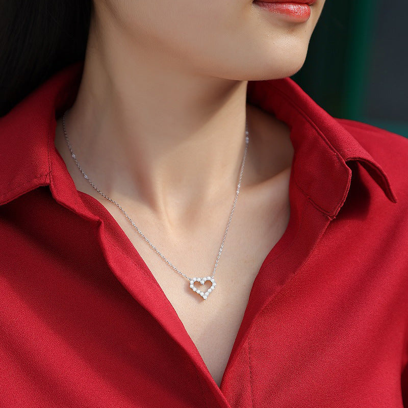 S925 silver Mosan stone necklace new love pendant with chain new female trend love pendant