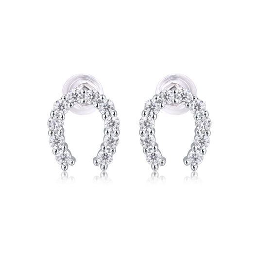 S925 Silver Happy Earrings Mosan Stone New Stud Earrings