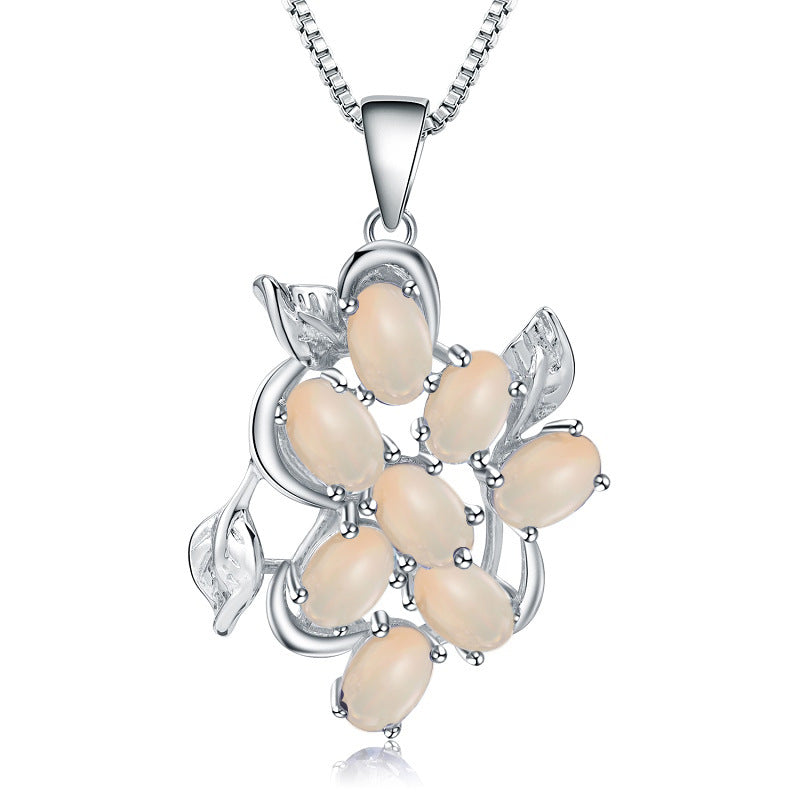 Topaz pendant with natural colored gemstones inlaid with s925 silver necklace pendant