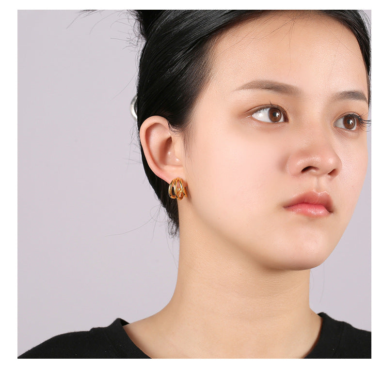 【DF】Earrings high-end earrings women's jewelry accessories cold wind earrings women's simplicity