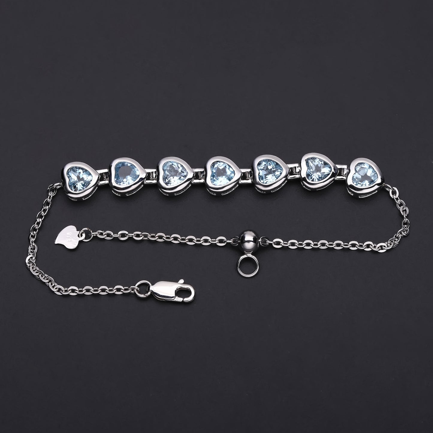 Pulsera de topacio natural en forma de corazón para mujer, con incrustaciones de plata S925, color natural y colorido, tesoro del amor