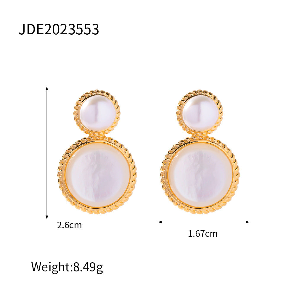 [DF]Vintage Luxe Collection: Natural Shell and Freshwater Pearl Earrings + Ring Set