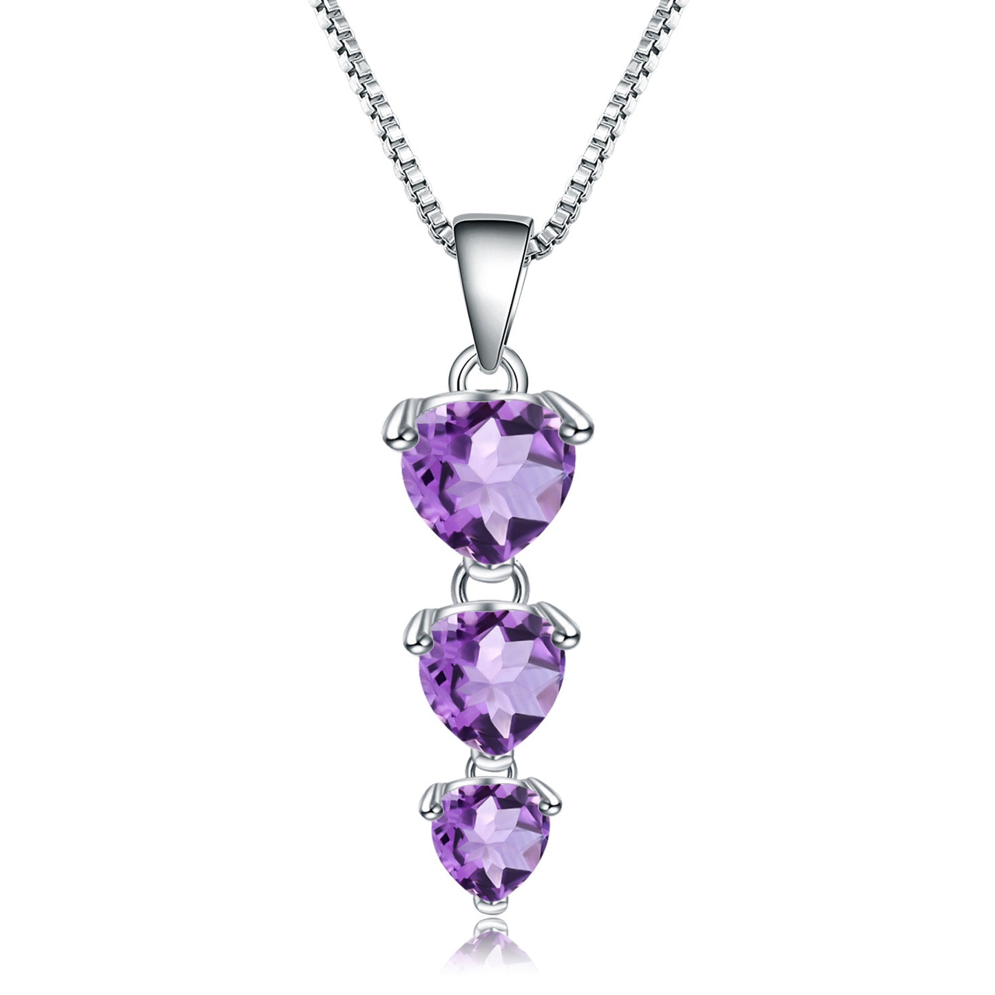 Natural Amethyst Necklace Pendant Fashionable, Simple, and Light Luxury S925 Sterling Silver Inlaid with Natural Colorful Treasure Necklace Ornament