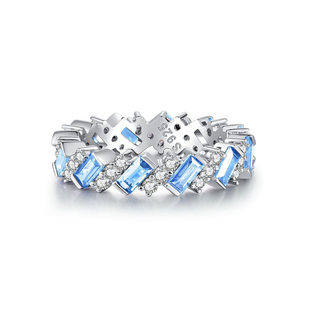 Bague diamant colorée à haute teneur en carbone S925, diamant coloré en argent zircon