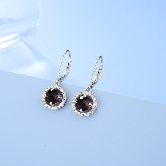 Natural Colorful Treasure Earrings and Earrings, Fashionable and Elegant Set with Gemstones s925 Silver Garnet Earrings and Earrings