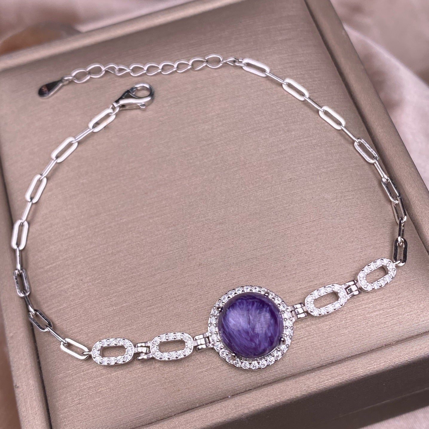 Purple Dragon Amethyst Bracelet S925 Silver Inlaid Full  Round Exquisite Handpiece