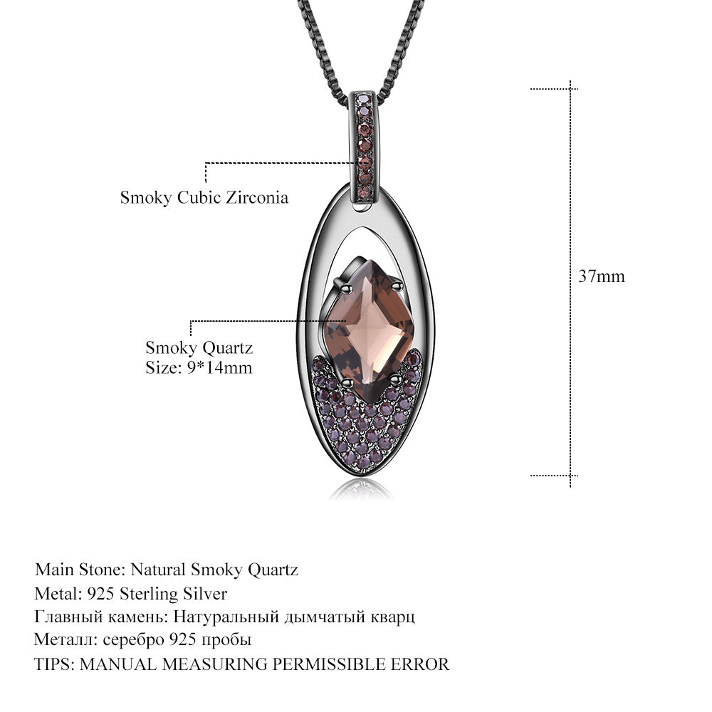 Pendentif de collier en cristal de thé au trésor de couleur naturelle en argent 925