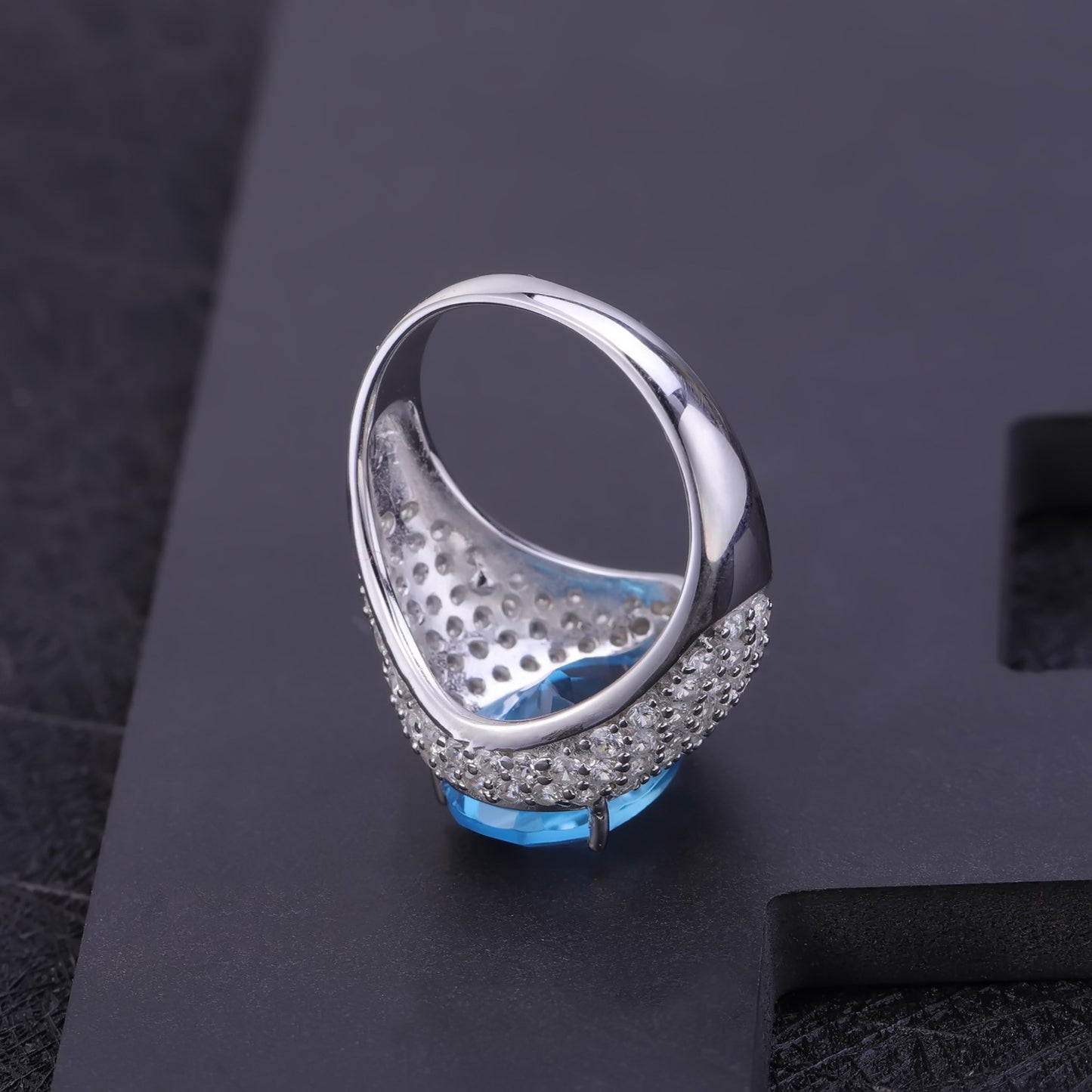 S925 Silver Pure Natural Topaz Ring Fashionable Luxury Personalized Design Group Set with Gemstone Ring