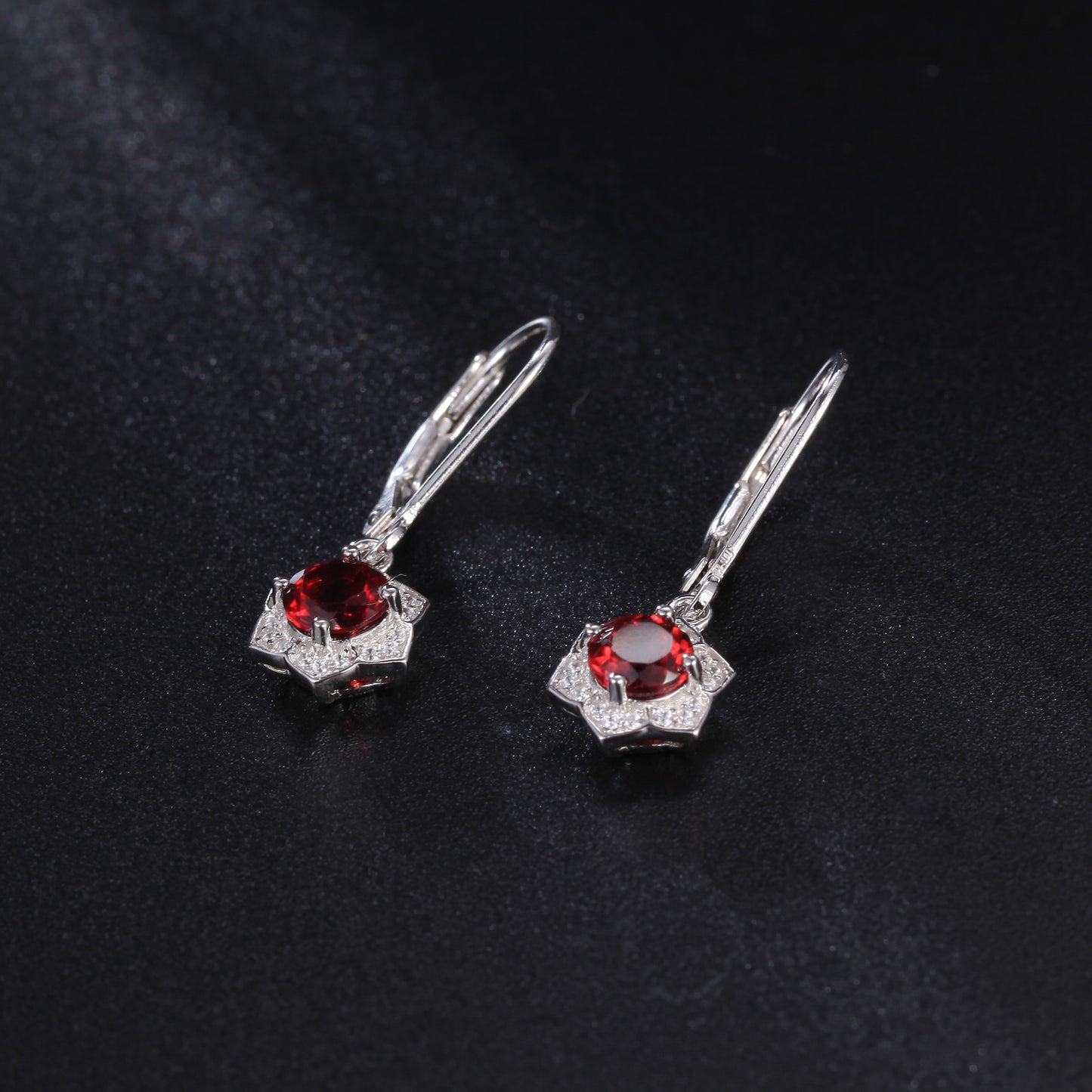 Garnet gemstone earrings s925 silver inlaid with natural gemstone earrings