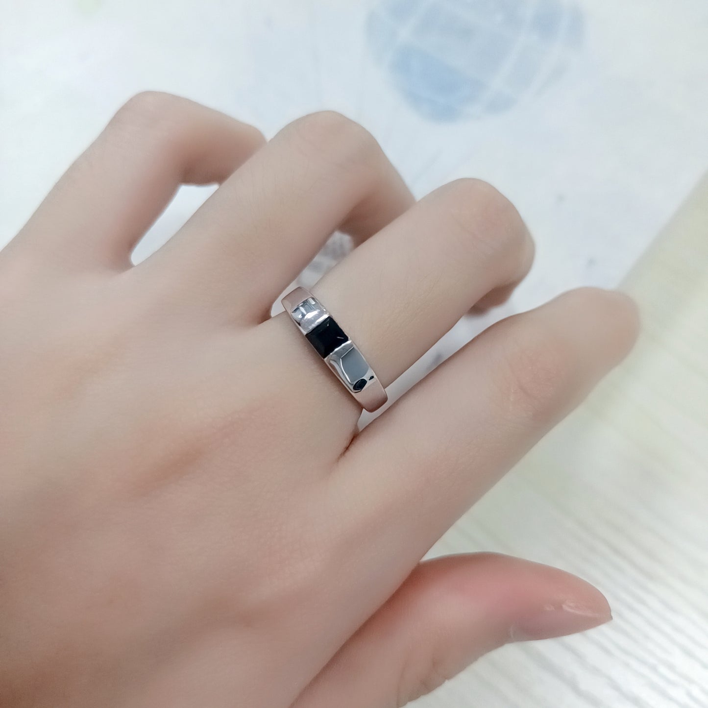 Anillo de plata de ley 925 con piedra preciosa de espinela negra y topacio natural para hombres y mujeres