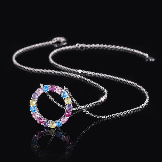 S925 perfect silver simulation colorful garland simple fashion necklace pendant