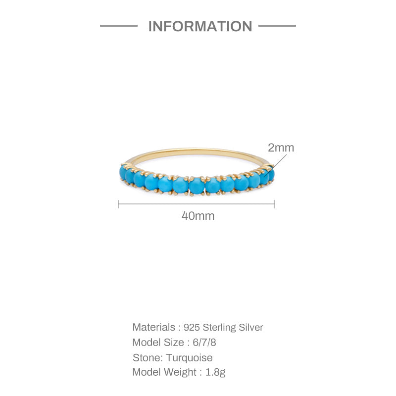 Anillo de textura avanzada de color turquesa INS