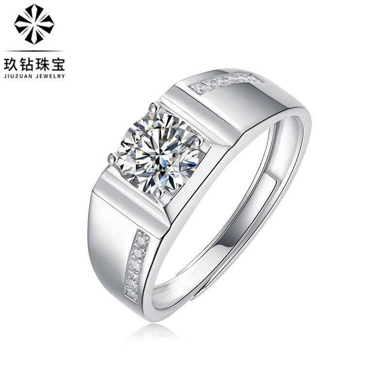 S925 Silver Ring Moissanite Men's Ring Couple New Ring