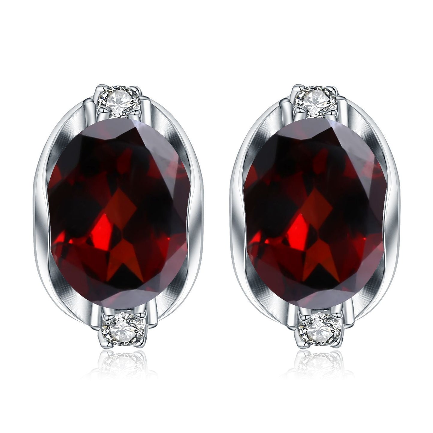 Natural garnet earrings, fashionable, luxurious, and minimalist s925 silver inlaid natural color treasure earrings and earrings