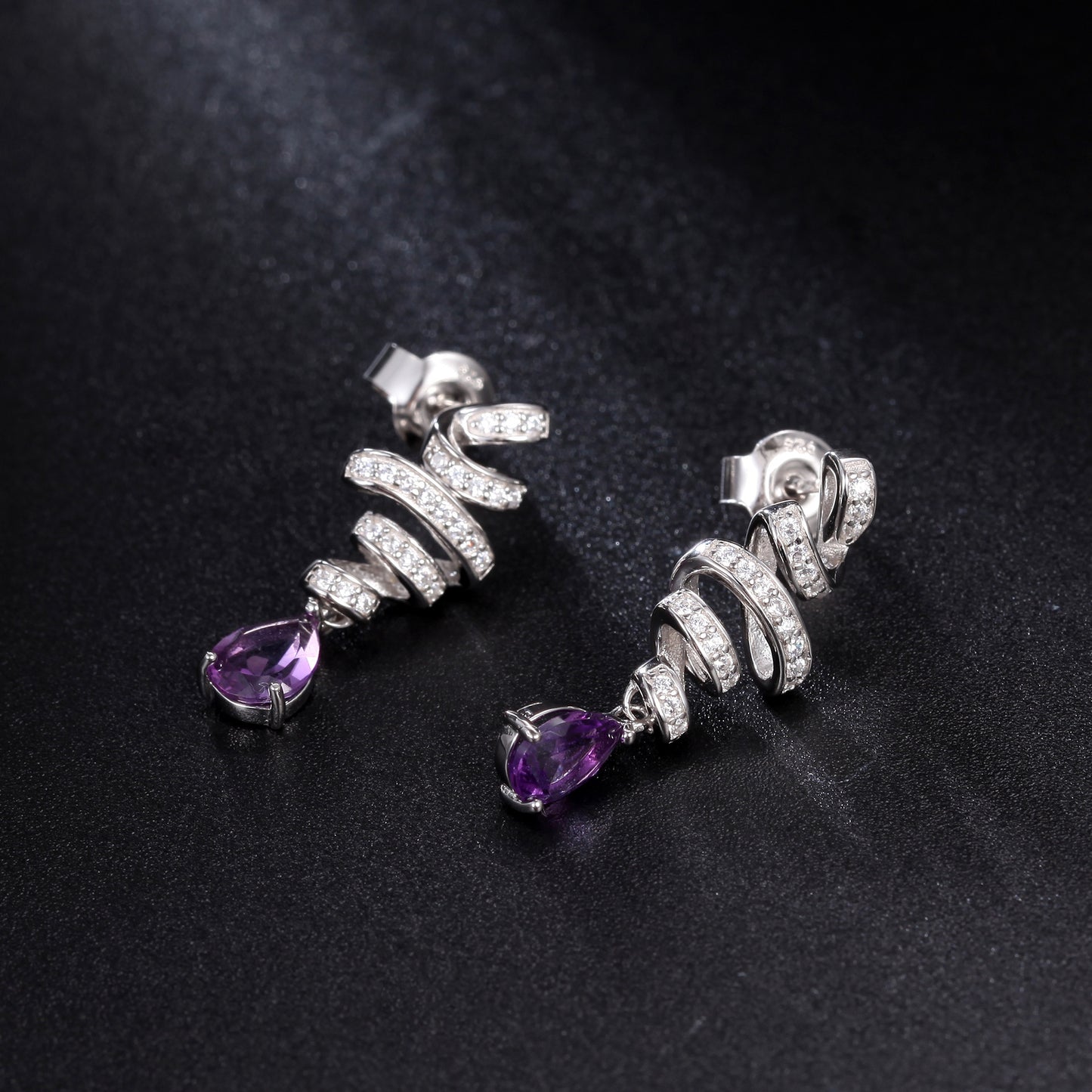 Natural amethyst gemstone earrings s925 silver inlaid with natural colorful earrings