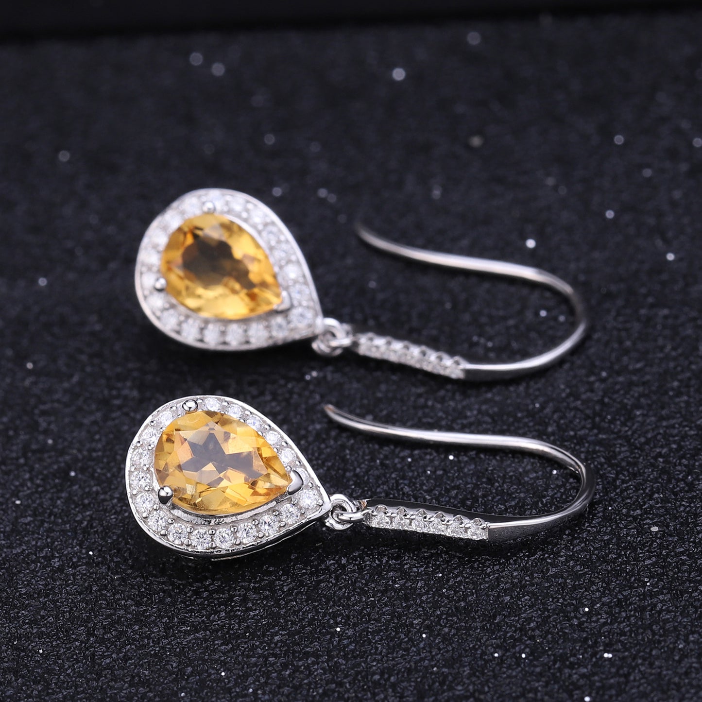 Natural colorful topaz earrings earrings with high sense s925 silver inlaid natural gemstone earrings