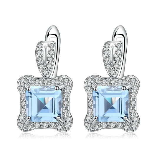 Natural Colorful Treasure Topaz Earrings and Earrings with Advanced Sense s925 Silver Inlaid Natural Gemstone Earrings and Earrings