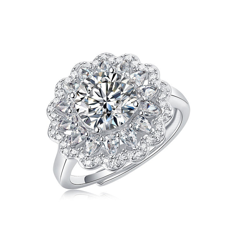 Bague Mosonite en argent S925, nouvelle bague tendance pour femmes florales