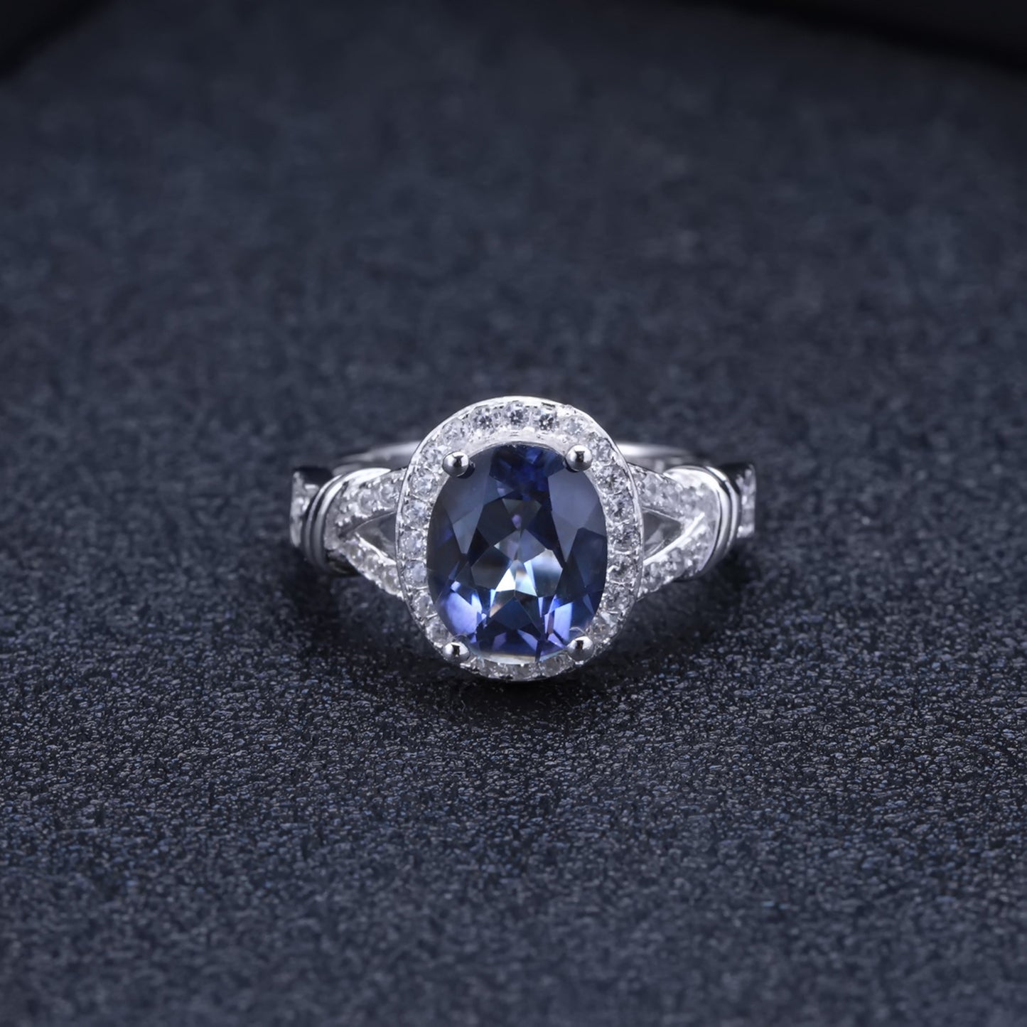 Bague en pierres précieuses colorées de luxe haut de gamme avec incrustation d'argent S925 et de cristal coloré