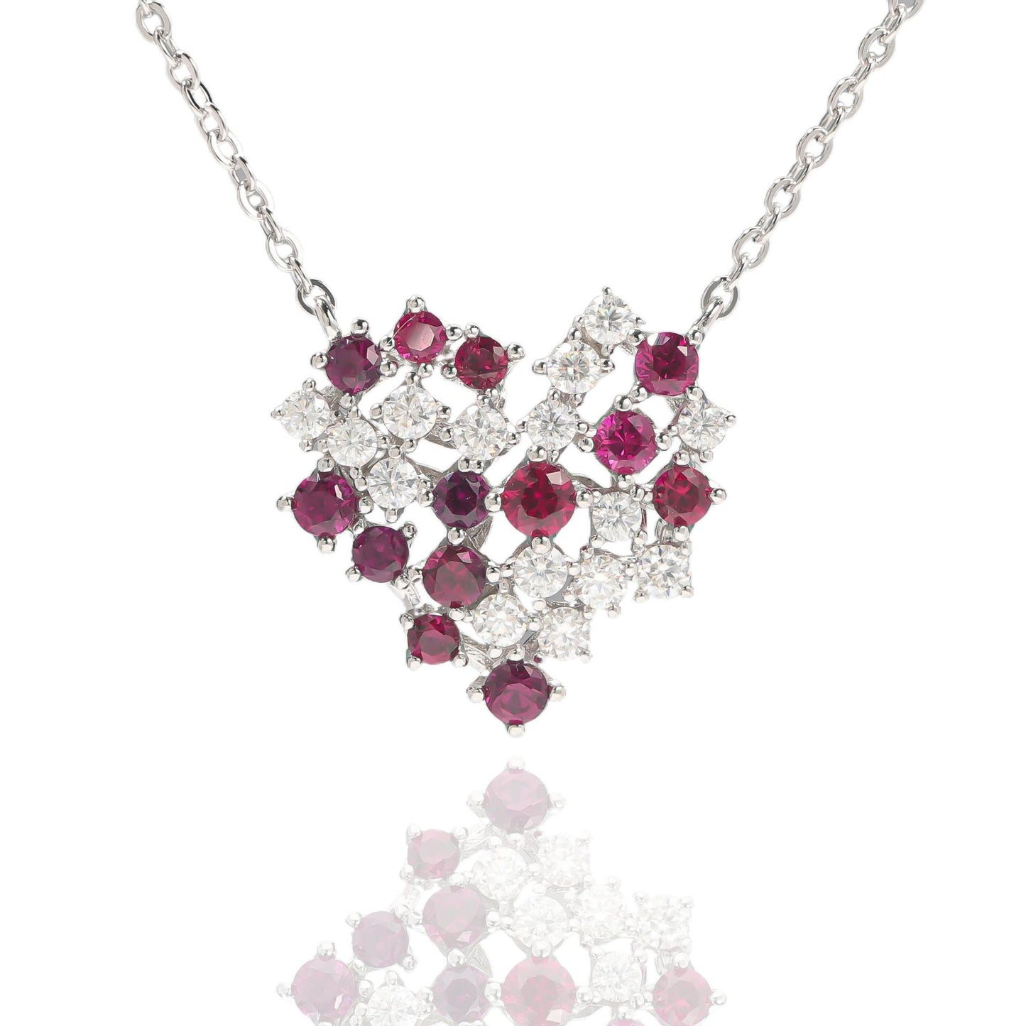 Lab Created DiamondS925 Sterling Silver Cultivated Gemstone Pendant Necklace Love Necklace