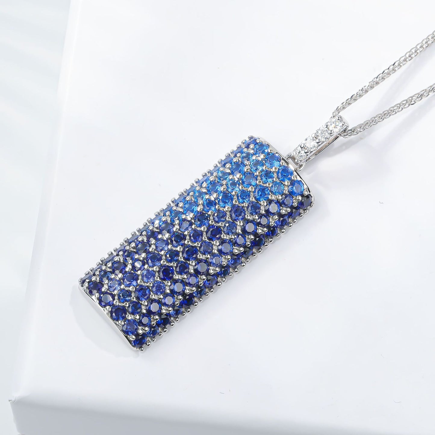 Lab Created DiamondS925 Sterling Silver Necklace, Female Cultivated Gemstone Pendant, High end Fashion Collar Chain