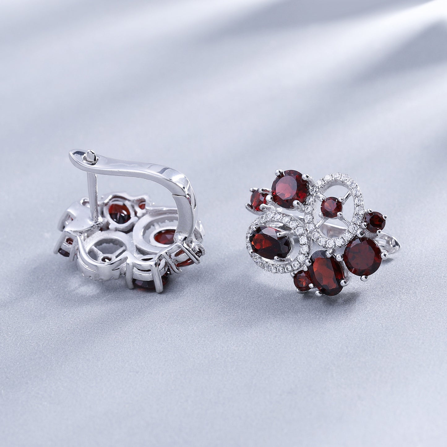 Natural colorful earrings s925 silver inlaid garnet earrings