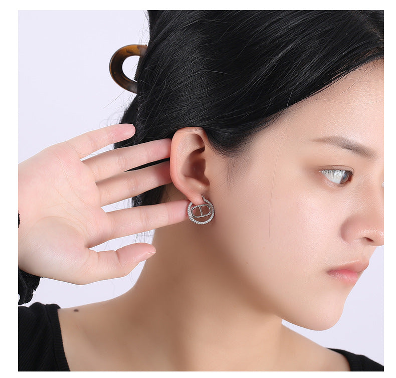 【DF】Earrings High-end Earrings 925 Silver Needle Pearl Earrings Fashion Earrings Jewelry Women