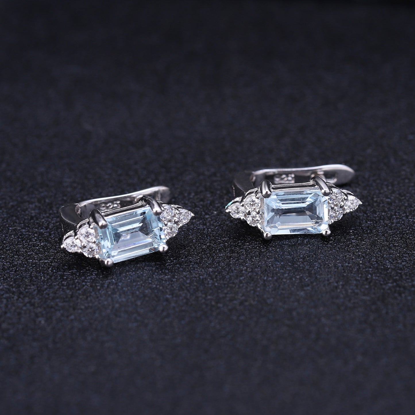 Fashionable natural stone earrings s925 silver inlaid topaz colored gemstone earrings and earrings