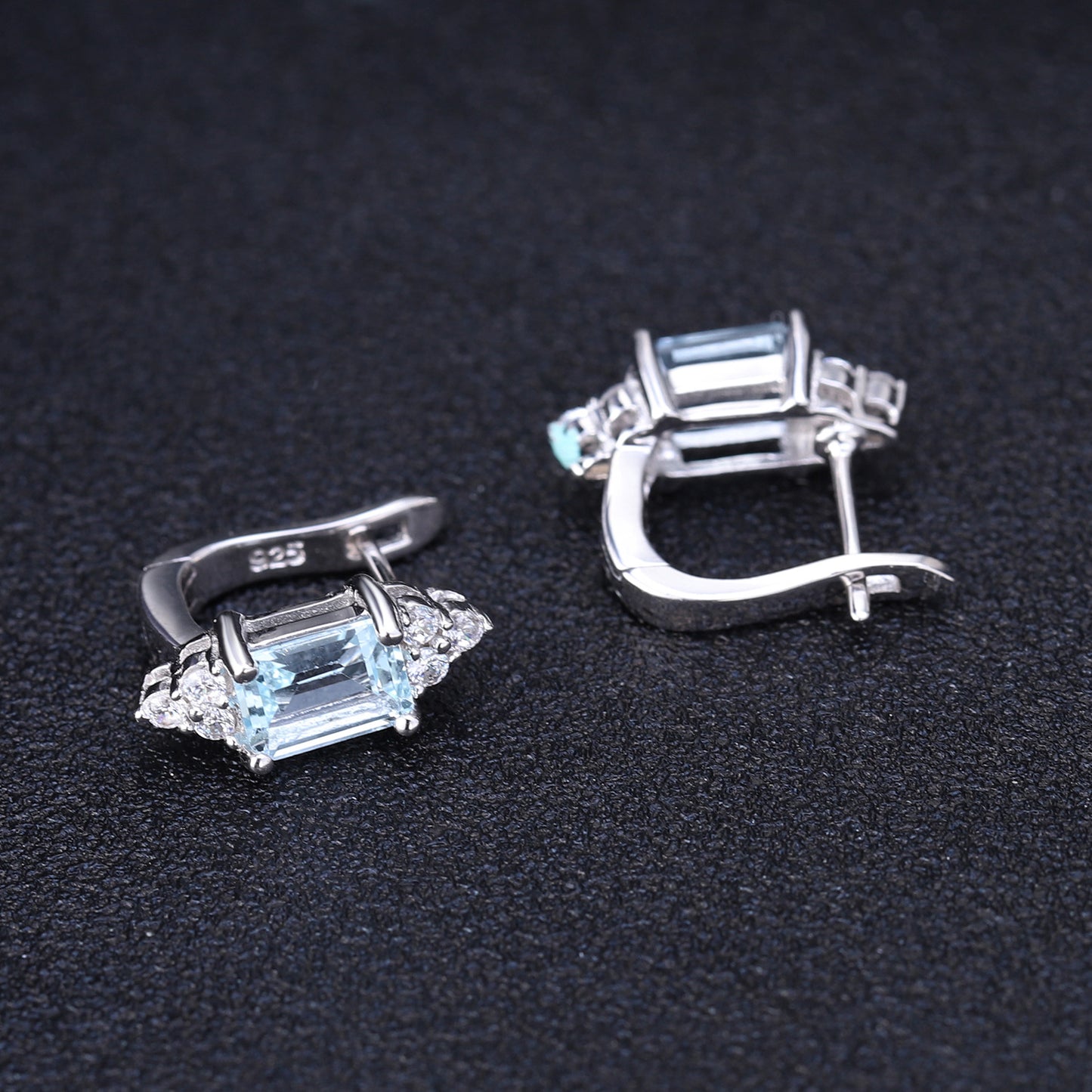 Fashionable natural stone earrings s925 silver inlaid topaz colored gemstone earrings and earrings