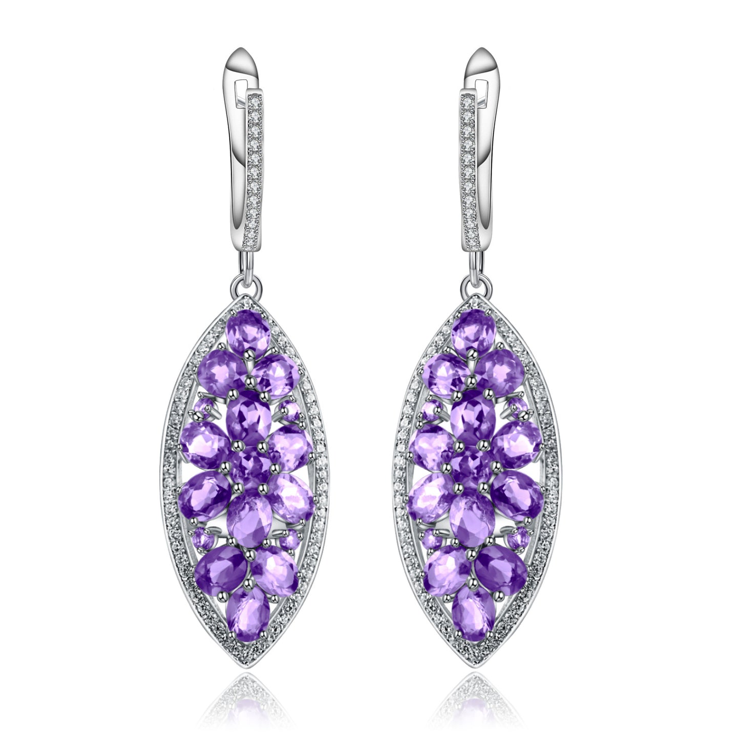 Amethyst earrings and pendants with a luxurious and personalized s925 silver inlaid earrings