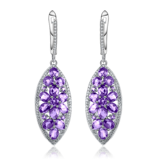 Boucles d'oreilles et pendentifs en améthyste avec boucles d'oreilles luxueuses et personnalisées incrustées d'argent s925