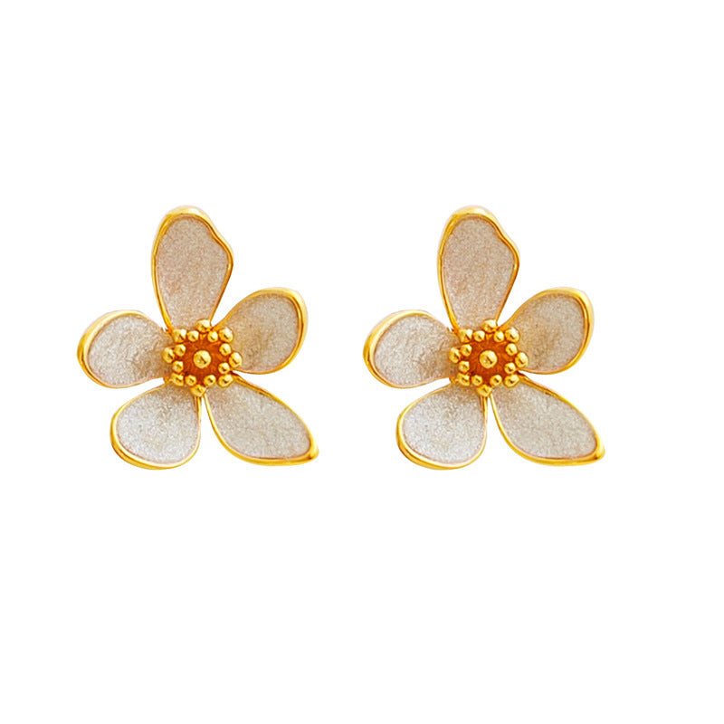 [DF] Pendientes de flor de hada de Corea con aguja de plata S925 bañados en oro y cobre, pendientes pequeños y frescos con temperamento