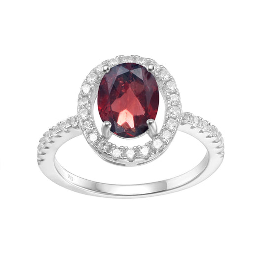 Natural colorful ring female s925 silver inlaid garnet gem crystal ring