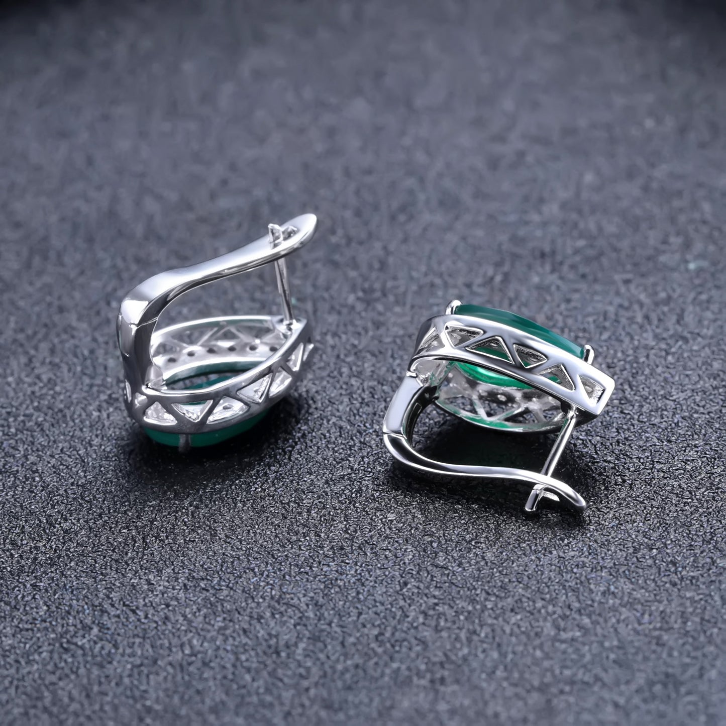 Boucles d'oreilles en pierre naturelle en argent s925 incrusté d'agate verte boucles d'oreilles en forme de poire avec pierres précieuses