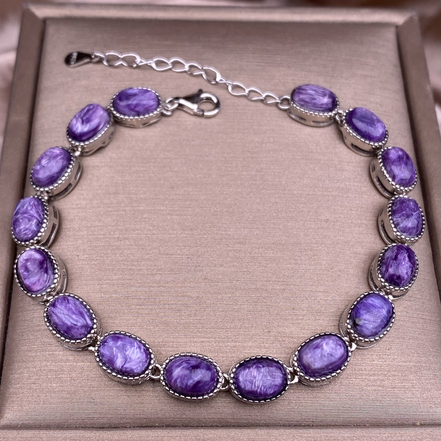 Purple Dragon Amethyst Bracelet S925 Silver Inlaid Simple Edge Multi Grain Women's Colorful Treasure Amethyst Handpiece