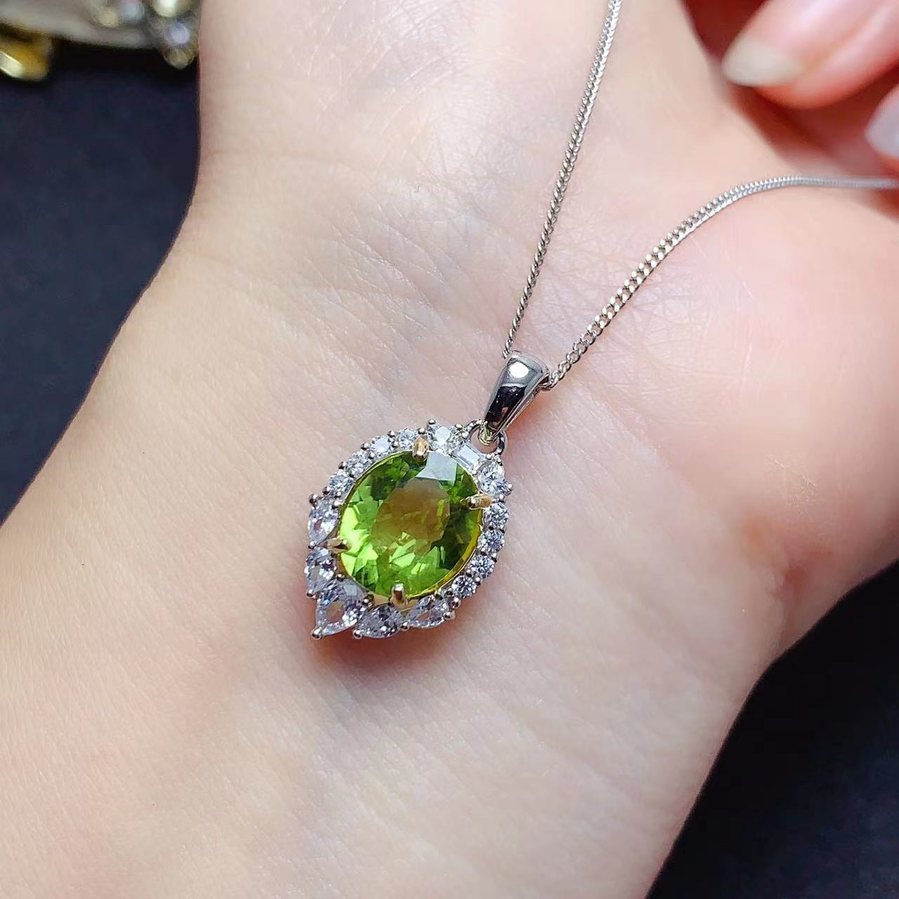 Ensemble de pendentifs en olivine naturelle, anneau à grosses particules, ensemble de deux pièces