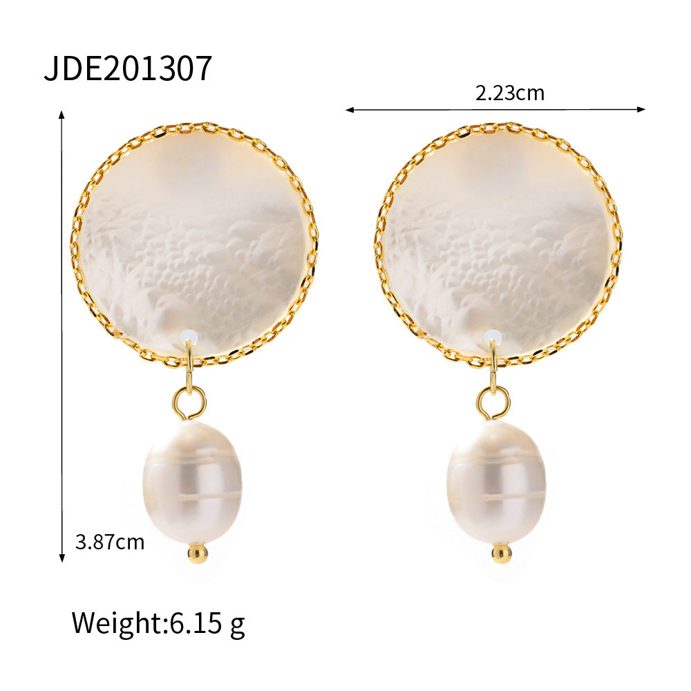 [DF]Vintage Luxe Collection: Natural Shell and Freshwater Pearl Earrings + Ring Set