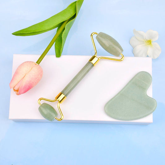 [DF]Jade roller shallow Dongling double-headed roller jade massage stick face Dongling jade massage roller green ball.