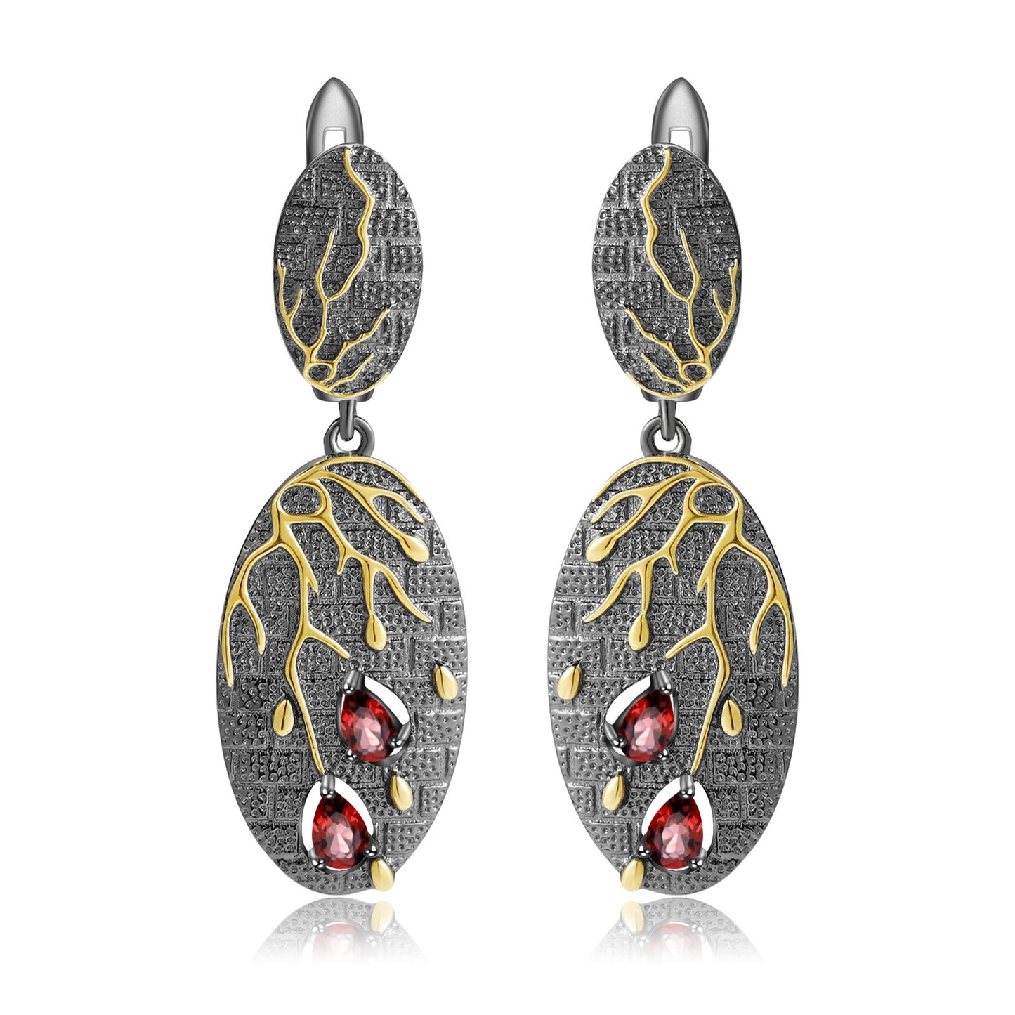 Boucles d'oreilles avancées en argent sterling s925 avec améthyste naturelle